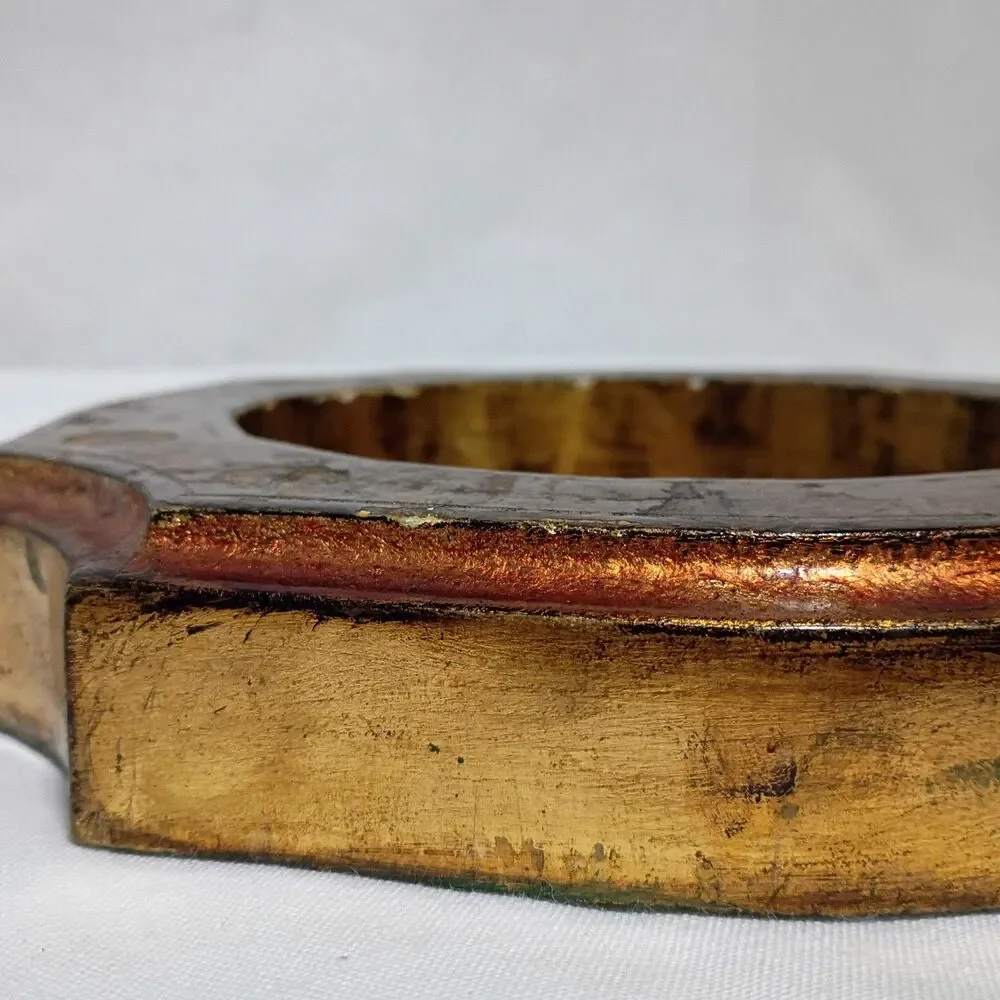 ITALIAN FLORENTINE Wooded Tray Gold Guilded 9